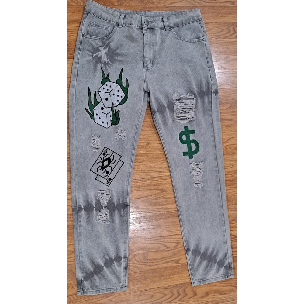 Jeans GB18401-2010 classic Men's Size 34 x 29  Poker High Roller Hip Hop Y2K
